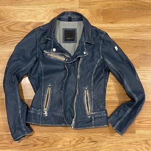 Blue leather Jacket